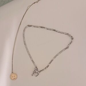 Brandy Melville Silver Heart Pendant/ Gold Coin Necklace